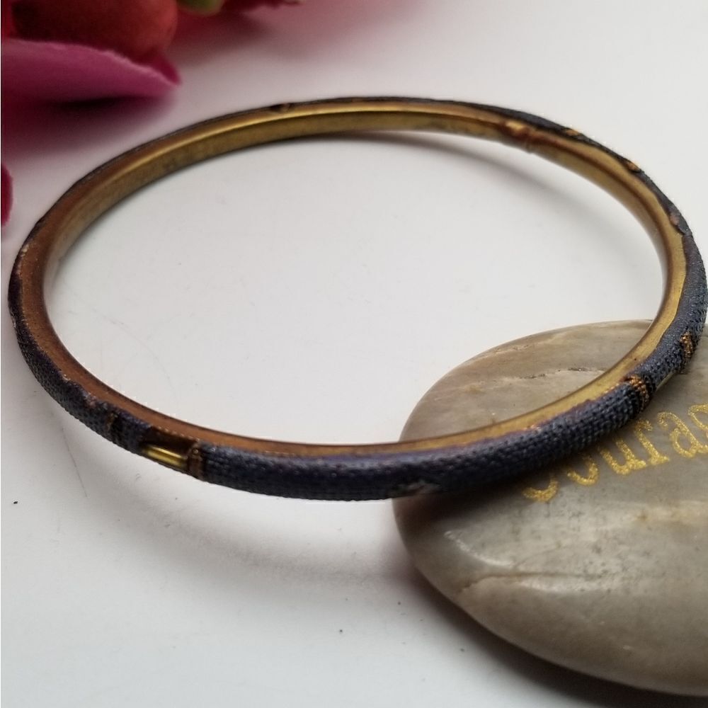 Charcoal vintageĀ bracelet bangle slimāslender jewelry gift for her. B611